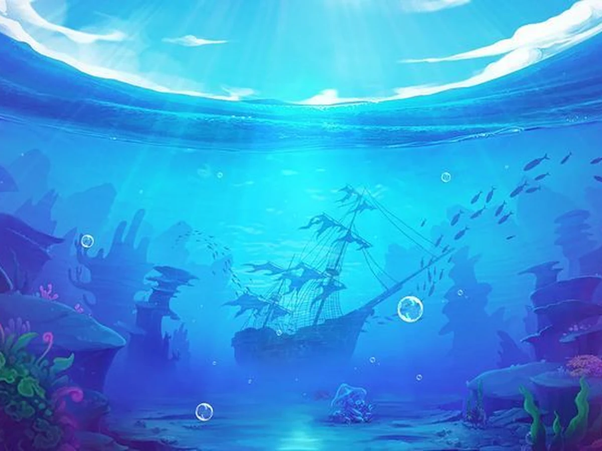 ฉากเกมยิงปลาพร้อมปืนใหญ่และฝูงปลาเคลื่อนผ่านหน้าจอ